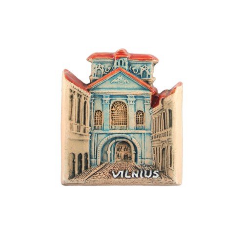 Rankų darbo keramikinis magnetas Vilnius Aušros vartai