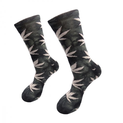 Žalsvos vyriškos kojinės su kanapių lapais, dydis: (40-45)