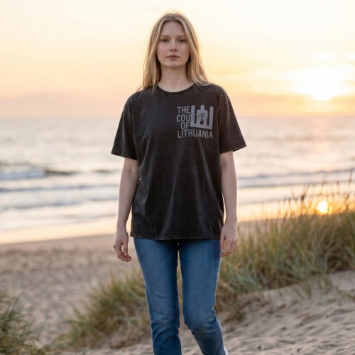 Juodi „The Country of Lithuania“ marškinėliai – Acid Wash Heavy Oversize