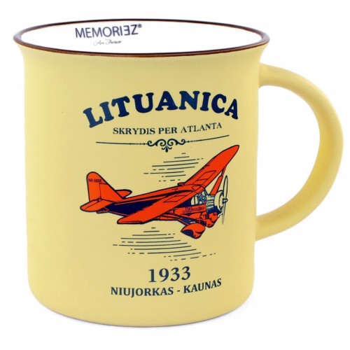 Puodelis Lituanica - Geltonos spalvos, 280 ml, su skrydžio istorija