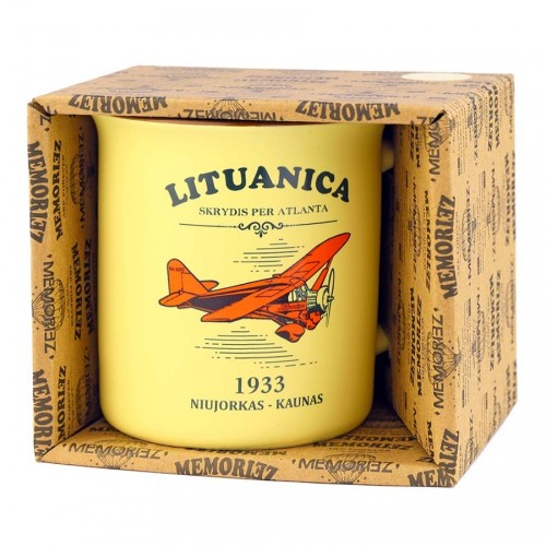Puodelis Lituanica - Geltonos spalvos, 280 ml, su skrydžio istorija