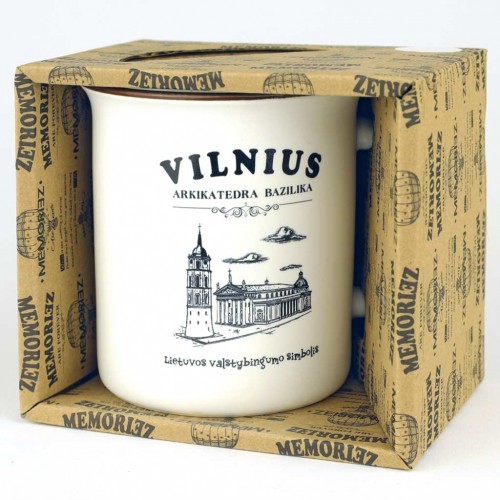 Puodelis su istorija Vilnius Arkikatedra Bazilika, baltas matinis, 280ml