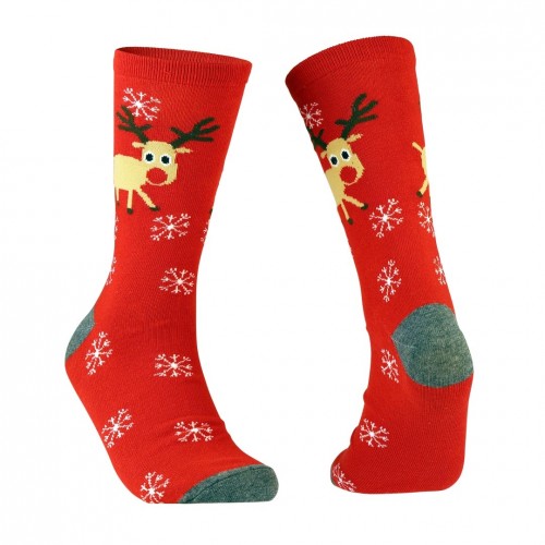 Raudonos vyriškos Kalėdinės kojinės su Briedžiais, dydis: (41-46)