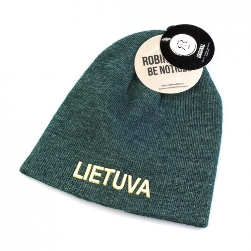 Rudeninė/žieminė kepurė su užrašu Lietuva, žalia - Robin Ruth