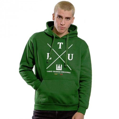Žalias klasikinis džemperis suaugusiems su kapišonu LIETUVA LTU
