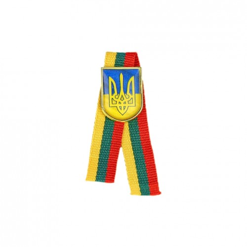 Metalinis ženkliukas Ukraina su trispalve juostele