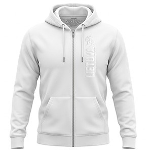 Baltas unisex džemperis su gobtuvu LIETUVA – iškili gumuota spauda (unisex)