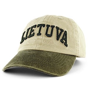 Smėlio spalvos kepurė „Lietuva Original 1009“ su žaliu snapeliu