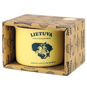 Mažas puodelis Lietuva Vytis- geltonos spalvos, 150 ml, su istorija