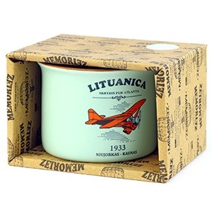 Mažas puodelis Lituanica - mėtų spalvos, 150 ml, su skrydžio istorija