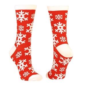 Raudonos moteriškos Kalėdinės kojinės su snaigėmis, dydis: (36-42)