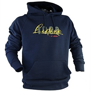 Tamsiai mėlynas džemperis su gobtuvu „Lietuva 1009 – ir dabar“ (unisex)