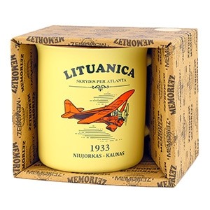 Puodelis Lituanica - Geltonos spalvos, 280 ml, su skrydžio istorija