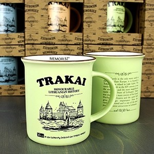 Žalsvos spalvos suvenyrinis puodelis Trakai 280ml