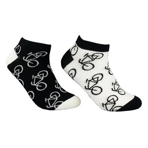 Dvi poros vyriškų trumpų kojinių su dviračiais Juodos/Baltos, dydis: (41-46) 