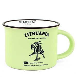 Mažas puodelis Lietuva Vytis - žalia spalva, 150 ml, su istorija