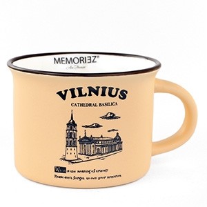 Mažas puodelis Vilnius Arkikatedra - rusvos spalvos, 150 ml, su istorija