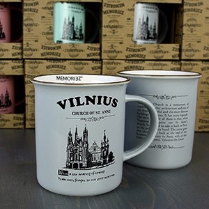 Vilnius, pilkos spalvos suvenyrinis puodelis su istorija 280ml