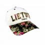 Baltos spalvos kepurė nuo saulėsLietuva su gėlėtu snapeliu