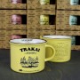 Gelsvas mažas puodelis Trakai su trumpai aprašyta pilies istorija