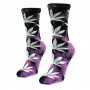 Violetinės moteriškos kojinės su kanapių lapais