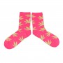 Rožinės moteriškos kojinės su kanapių lapais