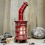 Rankų darbo keramikinė dovana, krosnelė žvakidė Vampa raudonos spalvos