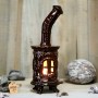 Rankų darbo keramikinė dovana, krosnelė žvakidė Vampa rudos spalvos
