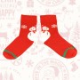 Raudonos vaikiškos Kalėdinės kojinės su seniu besmegeniu