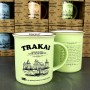 Žalsvos spalvos puodelis Trakai su trumpai aprašyta pilies istorija