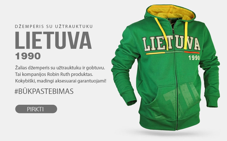 Žalias džemperis su užtrauktuku "Lietuva 1990"